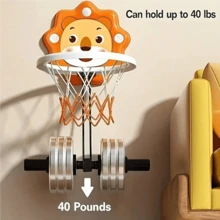 Kids Cartoon Animal Basketball Hoop Set, Includes 1 Mini Basketball And 1 Air Pump - Wall-Mounted, Suitable For Indoor And Outdoor Use, Fit For Boys And Girls 3 Years Old And Above - Multicolor - View 6