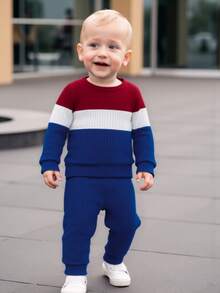 Spring & Autumn Loose Crew Neck Sweatshirt And Comfortable Elastic Waist Pants Baby Boy 2-Piece Set