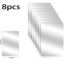 8 piezas de espejos de plástico irrompibles, láminas de espejo acrílico, espejos cuadrados mini de varios tamaños, espejos de ladrillo de vidrio, adecuados para el centro de la mesa de comedor, bodas, decoración del hogar, gabinete, decoración de espejo rectangular