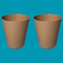 Juego de 2 cestos papelero compactos de polipropileno, libres de BPA; resistentes, ecológicos y funcionales para baño, oficina, escritorio y hogar. - Caqui - Ver 3