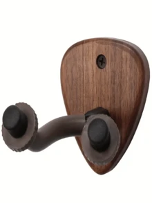 1pc Black Walnut Guitar Hook, Adjustable Ukulele/Electric Guitar Wall Mount Hanger, Durable Rubber & Iron Structure Non-Slip Wall Mounted Holder, Suitable For Acoustic Guitar, Electric Guitar, Bass, Ukulele, Woodwind Instruments, Ideal For Instrument Accessories, Wall Decor, Music Room, Bedroom, Band, Musician Gifts