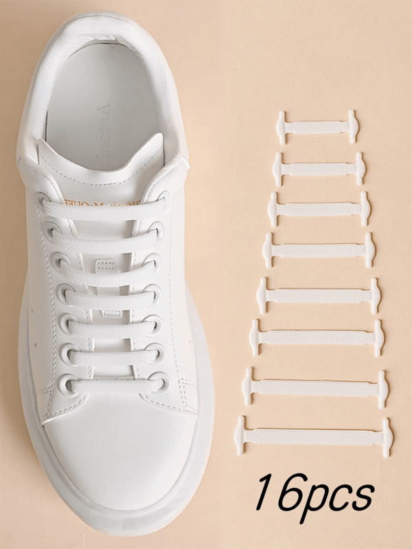 16 piezas de cordones elásticos de silicona sin atar - Adecuados para zapatos deportivos, zapatos casuales y zapatos atléticos | Fáciles de limpiar