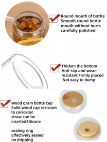 Glass Cup, High Borosilicate Glass, Sealed Bamboo Lid And Straw Cup, Reusable, Cold And Heat Insulation,Summer Outdoor, Suitable For Offices And Schools, For Coffee, Tea, Beer, Juice, Hot And Cold Drinks, Smoothies, Etc. Suitable For Parties, Festivals, Thanksgiving, Teachers' Day, Halloween, Christmas, Festival Gifts, For Mom, Lover, Boyfriend And Girlfriend Best Friend, A Gift For The Bride. Coffee Cup, Mug, Water Bottle