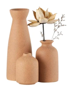 1 pieza/Set de 3 piezas Juego de jarrones Mocha - 3 jarrones decorativos pequeños, decoración del hogar moderna de estilo bohemio y campestre con cañas y flores secas, soportes creativos, mesas, estanterías, entrada - Jarrones Morandi vintage de 3 piezas para exhibición de artesanía, gabinete de TV, decoración de sala con jarrones decorativos suaves de color beige