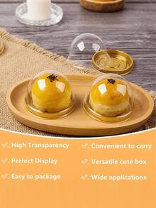 带盖透明塑料迷你蛋糕盒、圆形纸杯蛋糕托、塑料蛋黄泡芙容器、月饼圆顶盒、烘焙包装盒、厨房烘焙工具、小型企业用品学校用品食品袋食品盒适用于糖果巧克力饼干等。 - 彩色 - 查看 3