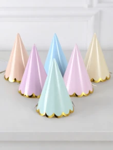 24pcs/12pcs/6pcs Pastel Party Hat, Birthday Party Cone Hat, Cute Cake Cone Birthday Paper Hat, Cute Crown, Bridal Wedding Center Bachelorette Party Party Decorative Hat, Colorful Hat - Multicolor - View 3