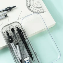 8-teiliges klares Plastik-Geometrie-Kompass- und Lineal-Set - Zeichenwerkzeug-Kit mit Geodreieck, Dreieck und Radiergummi für Schule und Kunstprojekte