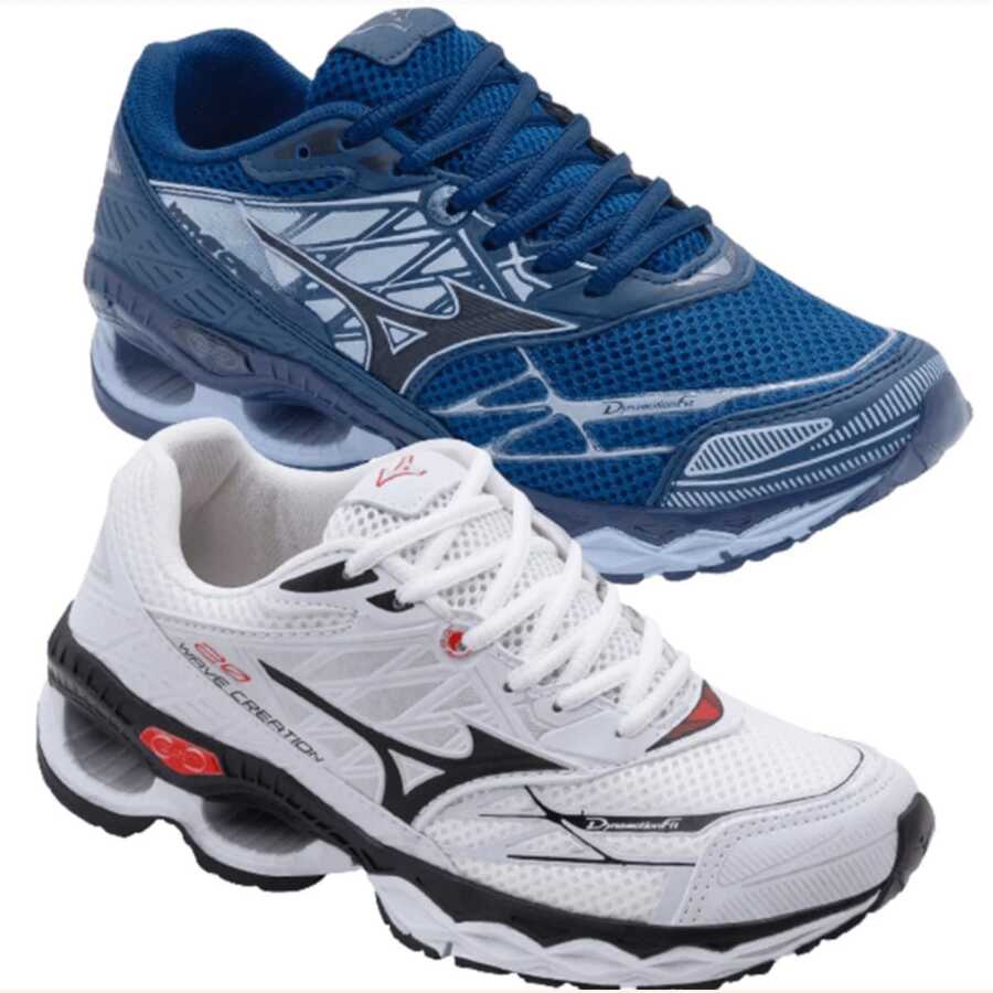 Kit 2 Pairs Of Men's Sports Shoes For Gym Walking Running Creation 20 - Xanh nước biển + Trắng - Xem 1