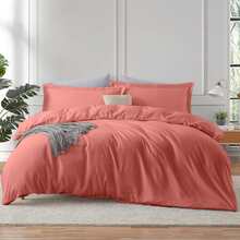 Juego De Cama De Color Sólido (2/3 Piezas), Hecho De 100% Poliéster De Alta Calidad, Suave Y Agradable Para La Piel, Transpirable Para Un Sueño De Alta Calidad Todas Las Noches, Duradero Y Resistente, Fácil De Usar Y Limpiar En La Vida Diaria. - Rosa oscuro - Ver 3