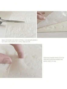 可移除自粘墙纸 3D 防水 PVC 泡沫墙纸防潮易粘贴儿童房卧室客厅浴室育儿室、趣味、波西米亚风格、出租屋家庭办公室墙壁改造墙面装饰、壁画、挂毯、现代装饰贴纸（无需胶水工具）