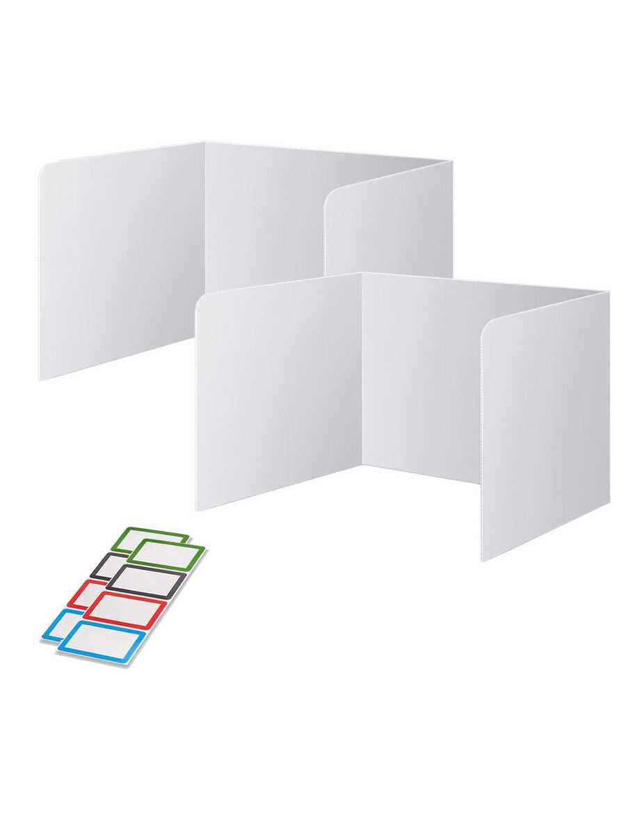 1/2 件黑色塑料桌面隐私屏风 + 4/8 件姓名标签，易于清洁的隔断，办公室隐私隔板，适用于学校、公司等场景