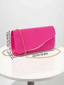 1pc Simple Solid Color Plush Party Handbag, Elegant Luxury Ladies' Evening Bag, Removable Metal Chain Shoulder/Crossbody Strap, Perfect Party Wallet For Women, Bride, Suitable For Holiday Party, Ball, Banquet, Wedding, Best Gift