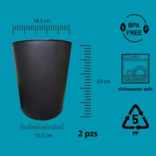 Juego de 2 cestos papelero compactos de polipropileno, libres de BPA; resistentes, ecológicos y funcionales para baño, oficina, escritorio y hogar. - Negro - Ver 4