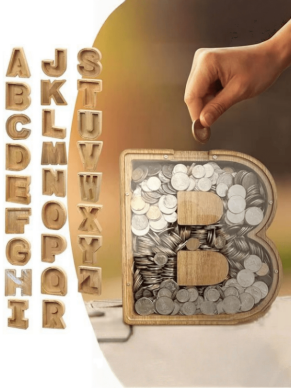 Piggy Bank For Wooden Large Letter Piggy Bank Alphabet Money Bank With Initial , Coin Bank Fun Gifts For Birthday, Christmas, Festival