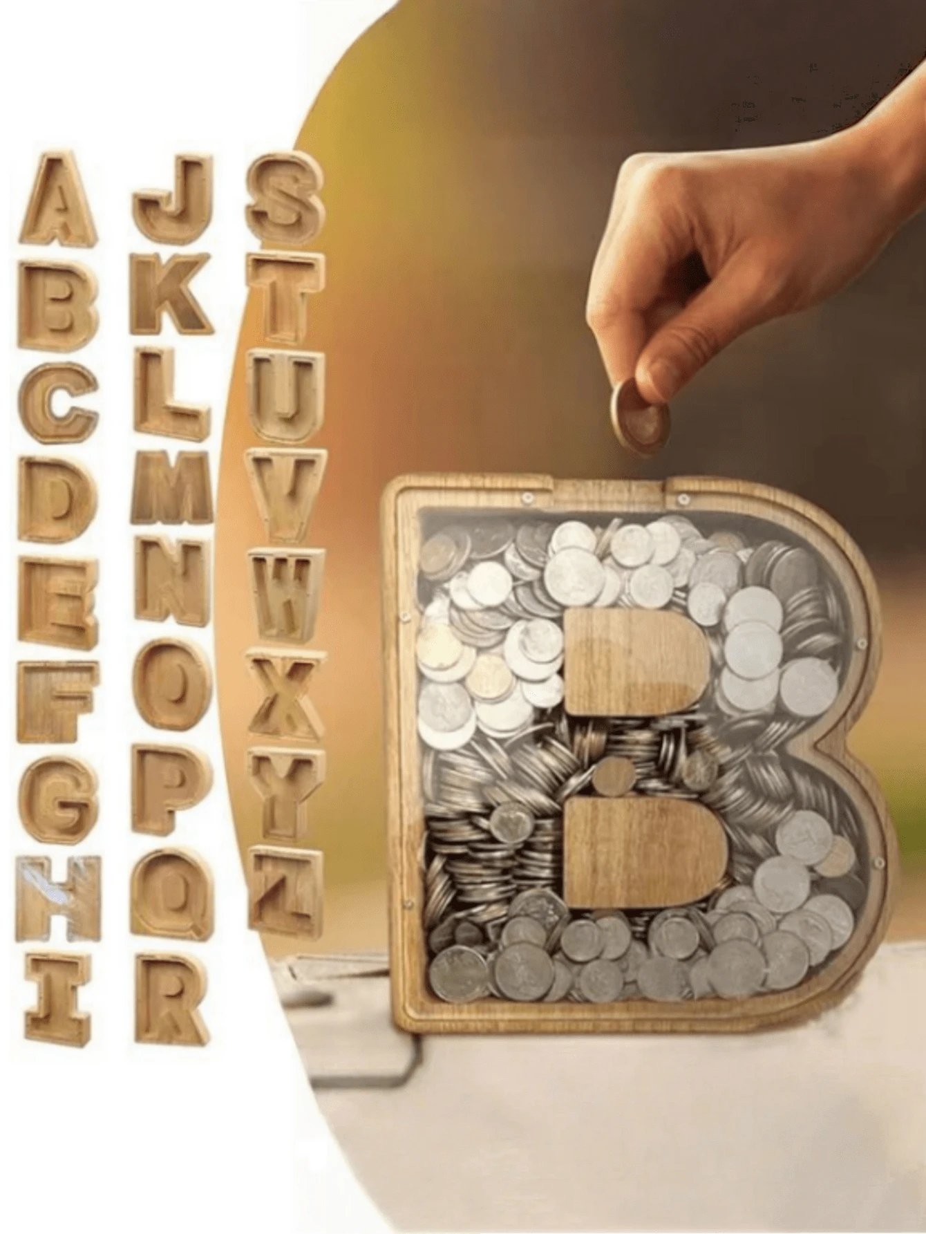 Piggy Bank For Wooden Large Letter Piggy Bank Alphabet Money Bank With Initial , Coin Bank Fun Gifts For Birthday, Christmas, Festival