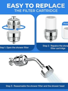 20级淋浴过滤系统，包含软水器、除氯器和滋养肌肤的淋浴喷头 - 家用过滤套装，是圣诞节/节日送礼佳品，浴室用品，浴室配件，浴室工具 - 杏色 - 查看 12