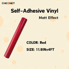1pc Cheonet Permanent Adhesive Vinyl Matte/Glossy Colored Vinyl Sticker, Suitable For Party Decoration DIY - Red - View 27