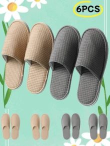 1-6双装SPA拖鞋，防滑一次性拖鞋，可水洗重复使用，男女通用，适用于家居、室内、浴室、卧室、酒店、新娘拖鞋，返校用品。