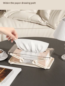 1 pièce Boîte à mouchoirs de bureau extensible en matériau transparent PP, support pour mouchoirs pour la maison, le salon, la table basse, distributeur de serviettes en papier de haute qualité, la salle de bain, la coiffeuse, la décoration d'intérieur, les accessoires de salle de bain