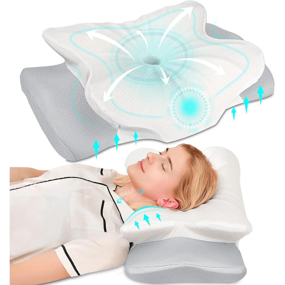 Pulatree Cervical Pillow For Neck Pain Relief, Odorless Contour Memory Foam Pillows With Cradles Design, Ergonomic Orthopedic Bed Pillows For Sleeping, Comfort Support For Side, Back, Stomach Sleeper