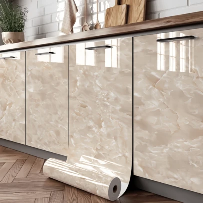 1 rollo de papel tapiz de PVC a prueba de salpicaduras para la cocina, con patrón de mármol y roca - resistente al calor, impermeable, autoadhesivo blanco para pelar y pegar, adecuado para encimeras, paredes y superficies lisas - fácil de instalar, diseño moderno, muy adecuado para escritorios del hogar y regalos festivos, decoraciones navideñas | Películas decorativas | Cubiertas impermeables, decoraciones y accesorios de cocina