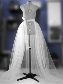 1pc Women's 150cm Double-Layer Tulle Skirt, Black/White/Red, Long Trailing Sheer Tulle Ballet Party Cocktail Skirt With Waist Tie Fall Clothes For Women