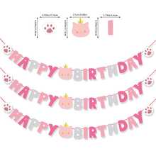 Cute Pink Cat Happy Birthday Letter Banner, Suitable For Cat's Birthday, Cat's Holiday - Pink - View 9