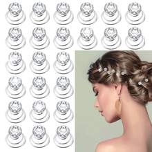 24pcs Rhinestone Spiral Hair Clips Twisted Hair Clips Rhinestone Vortex Hair Clips Metal Spiral Hair Clips Bridal Twisted Hair Clips Wedding Prom Party Hair Accessories (Silver) - Silver - View 14