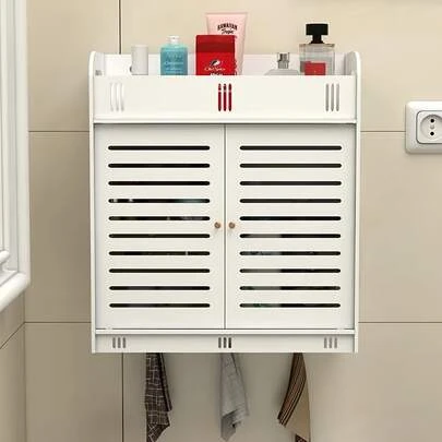 Bathroom Shelf Rack, Wall Mounted Organizer Cabinet For Toiletries, Cosmetics, No Drilling Required Bathroom