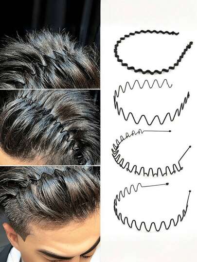 1 st. herrpannband i metall för vardagsbruk, enkel design för dagligt bruk, herrpannband, herraccessoarer, vågigt pannband, accessoarer för män, basebollaccessoarer