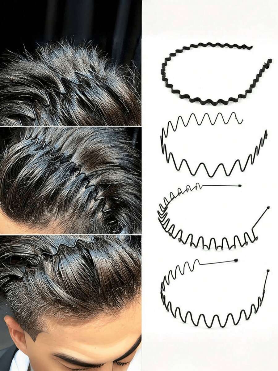 1 Pc Men's Casual Sports Metal Headband, Simple Design For Daily Use, Headbands Men, Men Accessories, Wave Headband, Accessories For Man, Baseball Accessories