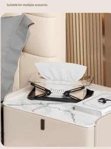 1 pièce Boîte à mouchoirs de bureau extensible en matériau transparent PP, support pour mouchoirs pour la maison, le salon, la table basse, distributeur de serviettes en papier de haute qualité, la salle de bain, la coiffeuse, la décoration d'intérieur, les accessoires de salle de bain