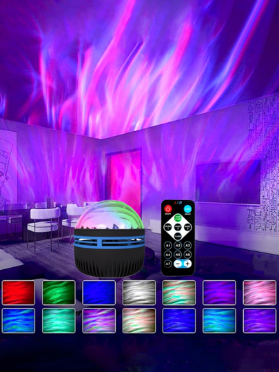 1 Piece Of Aurora Starry Sky Projector Light - USB Powered RGB Night Light, With Remote Control, Multi-Color Wave Light Changing LED Light, Aurora Effect Starry Sky Light, Suitable For Bedroom, Living Room And Home Festival Party Decoration Atmosphere Light, Creating A Romantic Aurora Starry Sky Atmosphere Around! It Is A Perfect Gift For Christmas, Valentine's Day And Various Festivals!