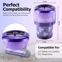 فلاتر تنظيف بالشفط لاستبدال V11 Animal/TorqueDrive/Abso، V15 DT Comp، الموديلات المصنفة SV15، SV14، SV15/SV17، SV22، SV28، رقم الجزء 970013-02، مع فرشاة صغيرة