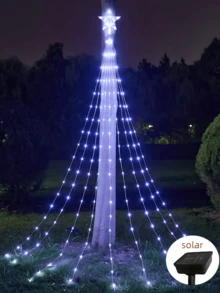 1 Packung 198 LED 5-zackiger Stern Lichterkette, Wasserfall Lichter für Innen-Weihnachtsbaum, Außenbereich Dekoration - USB betriebene Weihnachtsdekoration Weihnachtsbaum Geschenk Dekoration Thanksgiving Hochzeit Heim Dekoration Herbst Dekoration Geburtstags Dekorationen für Geschenke Party Zubehör Innen Außen Garten Feiertag Festival Dekoration Halloween Dekoration Wanddekoration Halloween Ornamente