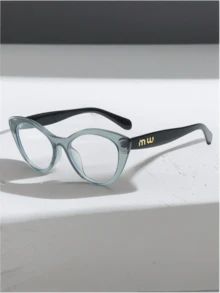 1pc European Retro Fashion Cat-Eye Flat Glasses, Y2K Clear Fake Glasses,Stylish And Eye-Protective, Effectively Blocking Harmful Light. Suitable For Ladies For Work, Leisure, Vacation, Electronic Reading, Looking At Mobile Phones, And Academic Style Glasses. - Multicolor - View 10