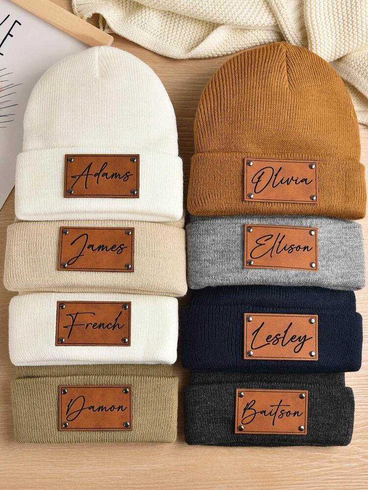 1pc Customized Text Knit Hat For Infants & Toddlers 1-3 Years Old, Personalized Baby Accessories, Newborn Baby Shower Gift, Comfortable & Warm Beanie - Multicolor - View 7