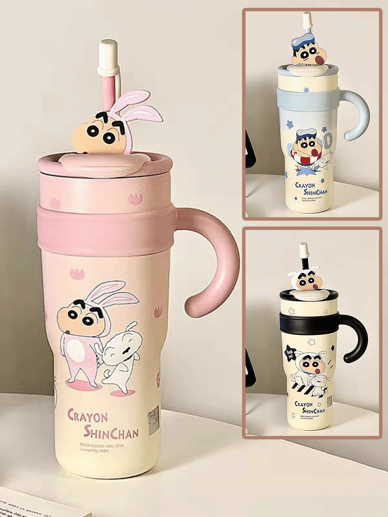 CRAYON SHINCHAN 1200ml/42.27oz Genuine Crayon Shin-Chan Cartoon Pattern Insulated Tumbler, Car Travel Gift Cup - Multicolor - View 1