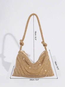 Shiny Rhinestone Evening Bag, Handbag For Party, Banquet, Ball, Fashionable Clutch, Perfectly Matching With New Years Outfit, Excellently Matching With Party Dresses For Women, Glamorous Rhinestone Bag,Lightweight,Business Casual Rhinestone Decor Bucket Bag Mini Drawstring Design, Clear Bag Faux Pearl Bag Evening Bag,Dinner Bag Glamorous,Elegant,Exquisite,Quiet Luxury Rhinestone For Party Girl,Woman,Bride Perfect For Party,Dinner/Banquetchristmas Party Dress, Perfectly Matching With Bridal Party, Best Choice Elegant Bag For Bridal Shower - Vàng - Xem 6