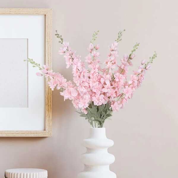 1 pieza Flores artificiales de Delphinium 33" Flores de Espuela de Caballero de seda Tallo largo falso Arreglo floral artificial para decoración del hogar, oficina, jardín, boda, mesa, jarrón