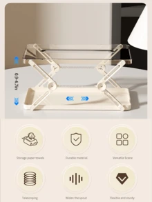 1 pièce Boîte à mouchoirs de bureau extensible en matériau transparent PP, support pour mouchoirs pour la maison, le salon, la table basse, distributeur de serviettes en papier de haute qualité, la salle de bain, la coiffeuse, la décoration d'intérieur, les accessoires de salle de bain