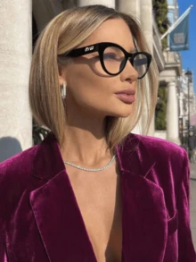 1pc European Retro Fashion Cat-Eye Flat Glasses, Y2K Clear Fake Glasses,Stylish And Eye-Protective, Effectively Blocking Harmful Light. Suitable For Ladies For Work, Leisure, Vacation, Electronic Reading, Looking At Mobile Phones, And Academic Style Glasses. - Multicolor - View 3