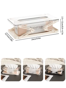 1 pièce Boîte à mouchoirs de bureau extensible en matériau transparent PP, support pour mouchoirs pour la maison, le salon, la table basse, distributeur de serviettes en papier de haute qualité, la salle de bain, la coiffeuse, la décoration d'intérieur, les accessoires de salle de bain