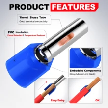 TEMINUO 500/200 个什锦绝缘环形端子，9 种不同尺寸 22-6AWG 0.5-16mm²，用于电气、工业、电源控制系统的压接连接器，红色/黄色/蓝色/黑色/白色/灰色