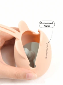 Caixa de silicone personalizada para guardar chupetas de bebê (1 unidade), portátil, antipoluição e anti-perda, com design fofo de coelho e cordão para guardar chupetas e acessórios.