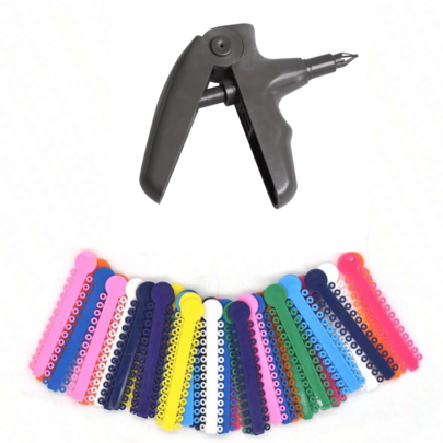 [Convenient Oral Plastic Dispenser+40pcs Color Ligature Ring ]-Dental Materials Oral Ligature Ring Ligature Gun For Personal And Household Use