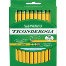 Ticonderoga Wood-Cased Pencils, Unsharpened, 2 HB Soft, Yellow, 12 Count - Red and White - View 1