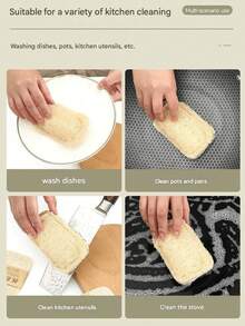 1-10Pcs Natural Loofah Exfoliating Body Scrub - Gentle Shower & Bath Sponge For Men And Women, Daily Use Or Kitchen Cleaning - Multicolor - View 6