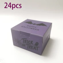 24pcs Halloween Paper Boxes, 4"X4"X2.5" Pumpkin Cookie Boxes, Bat Shaped With Transparent Window, Colorful Open Window Cake Boxes For Wedding, Graduation Party, Gifts - Suitable For Donuts, Mini Cakes, Pastries, Sweets And Cakes, 10cm X 10cm X 6.2cm