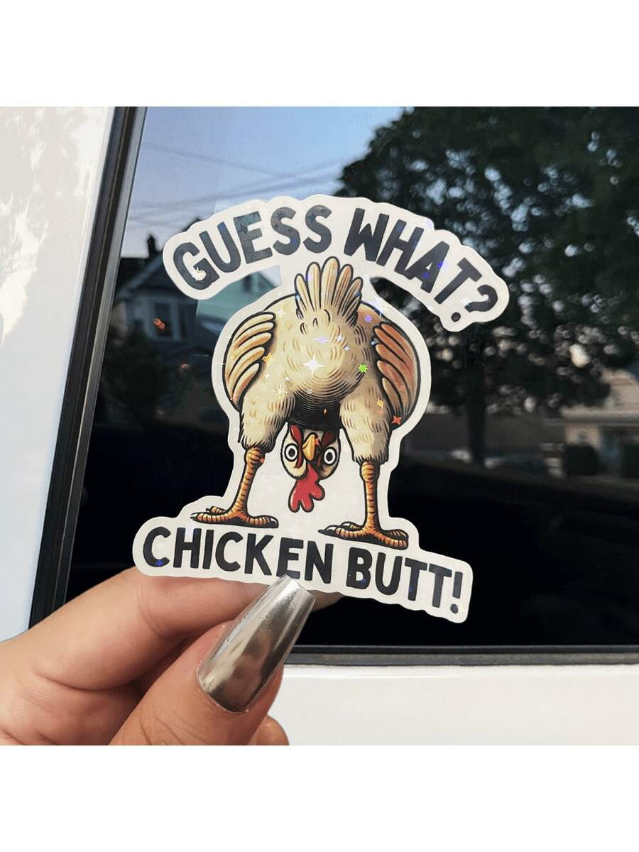 1/3 piezas ¡Qué trasero de pollo! Pegatinas de vinilo de dibujos animados - Resistentes al agua y autoadhesivas, perfectas para autos, portátiles, teléfonos y ventanas - Duraderas y fáciles de aplicar